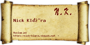 Nick Klára névjegykártya